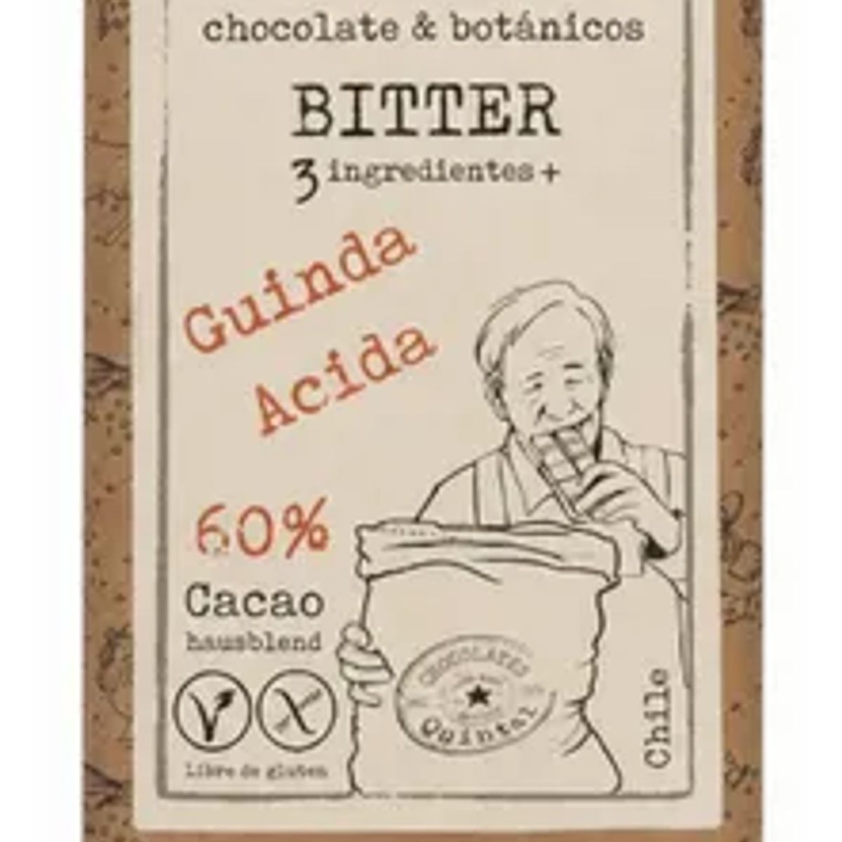 CHOCOLATES QUINTAL - Quintal - Chocolate Bitter 60% Cacao Con Guinda Acida - 50g
