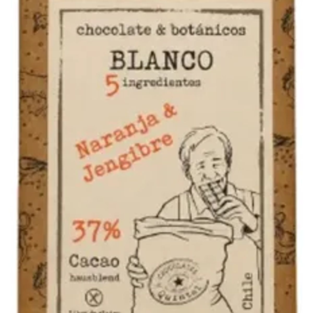 CHOCOLATES QUINTAL - Chocolate Blanco Naranja Jengibre 37% Cacao 50g - Quintal