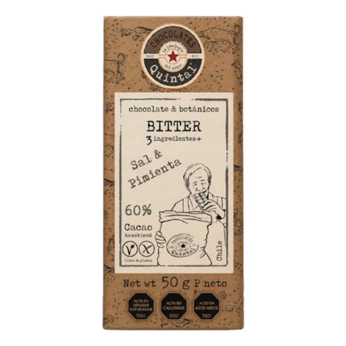 CHOCOLATES QUINTAL - Chocolate Bitter Sal Y Pimienta 60% Cacao 50g - Quintal