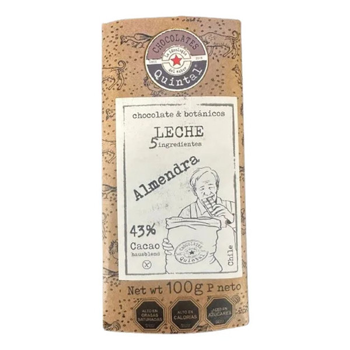 CHOCOLATES QUINTAL - Chocolate Leche Almendra 43% Cacao 100g - Quintal