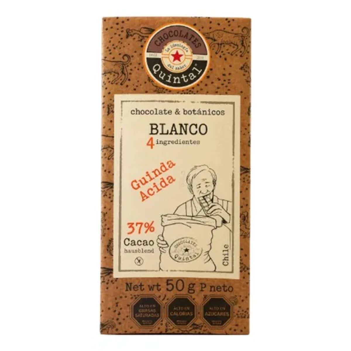 CHOCOLATES QUINTAL - Chocolate Blanco Guinda Ácida 37% Cacao 50g - Quintal