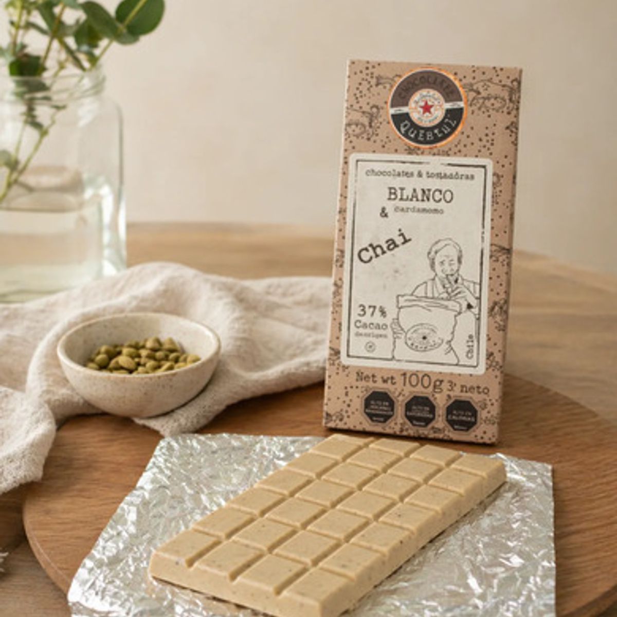 CHOCOLATES QUINTAL - Chocolate Blanco Chai 37% Cacao 100g - Quintal