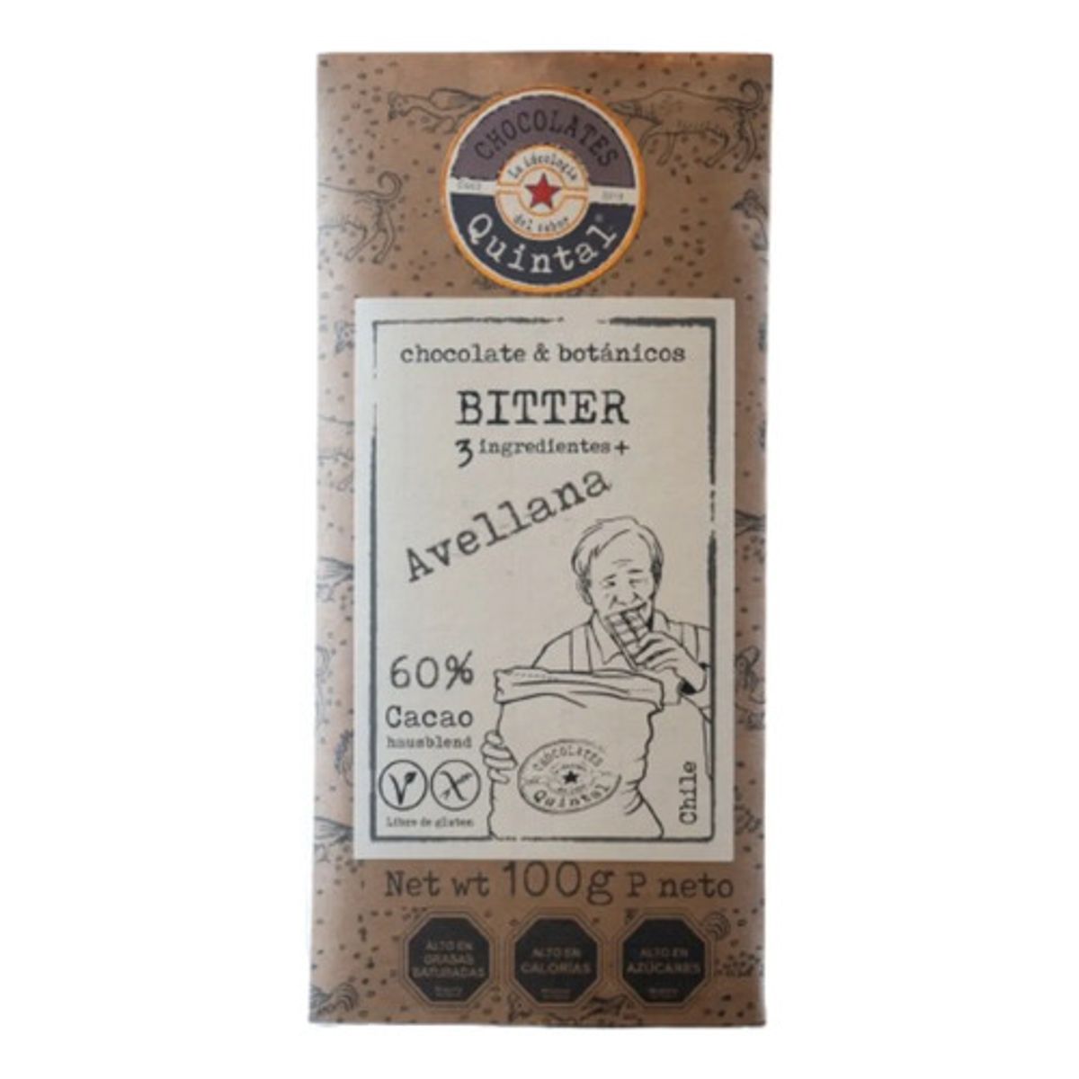 CHOCOLATES QUINTAL - Chocolate Bitter Avellana 60% Cacao 100g - Quintal