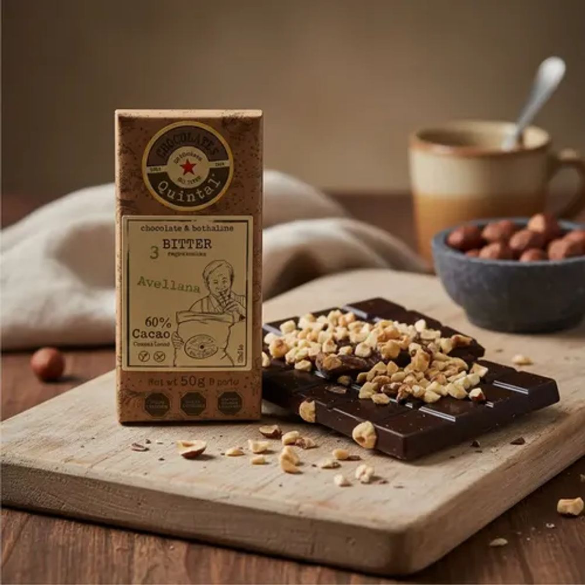 CHOCOLATES QUINTAL - Chocolate Bitter Avellana 60% Cacao 100g - Quintal
