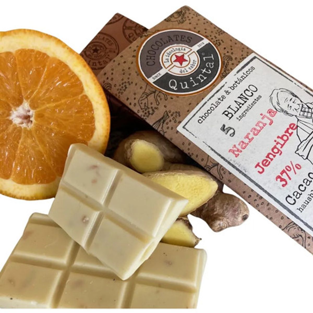 CHOCOLATES QUINTAL - Quintal - Chocolate Blanco Naranja Y Jengibre - 100g