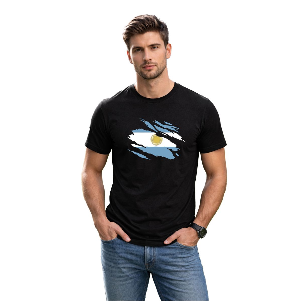 ROLY - Polera Argentina Bandera Mundial Futbol Fan Hombre Niño