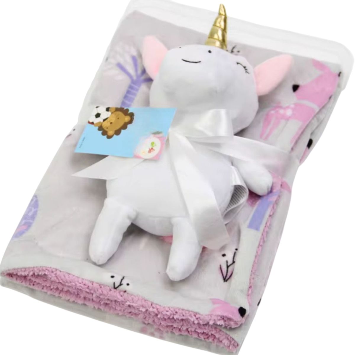 GENERICO - Manta Apego Bebé + Peluche Suave UNICORNIO