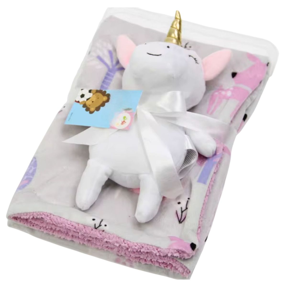 GENERICO - Manta Apego Bebé + Peluche Suave UNICORNIO