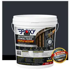 EPOXY - Anticorrosivo Profesional 3 en 1 - Directo sobre Óxido - TINETA 10 LITROS - GRIS NEGRO