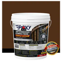EPOXY - Anticorrosivo Profesional 3 en 1 - Directo sobre Óxido - TINETA 10 LITROS - MARRÓN NOGAL