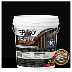 EPOXY - Anticorrosivo Profesional 3 en 1 - Directo sobre Óxido - TINETA 10 LITROS - NEGRO INTENSO