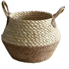 GENERICO - Maceta Mimbre Cesta de Yute Jardinería Decoración Hogar, 29x30x35 cm