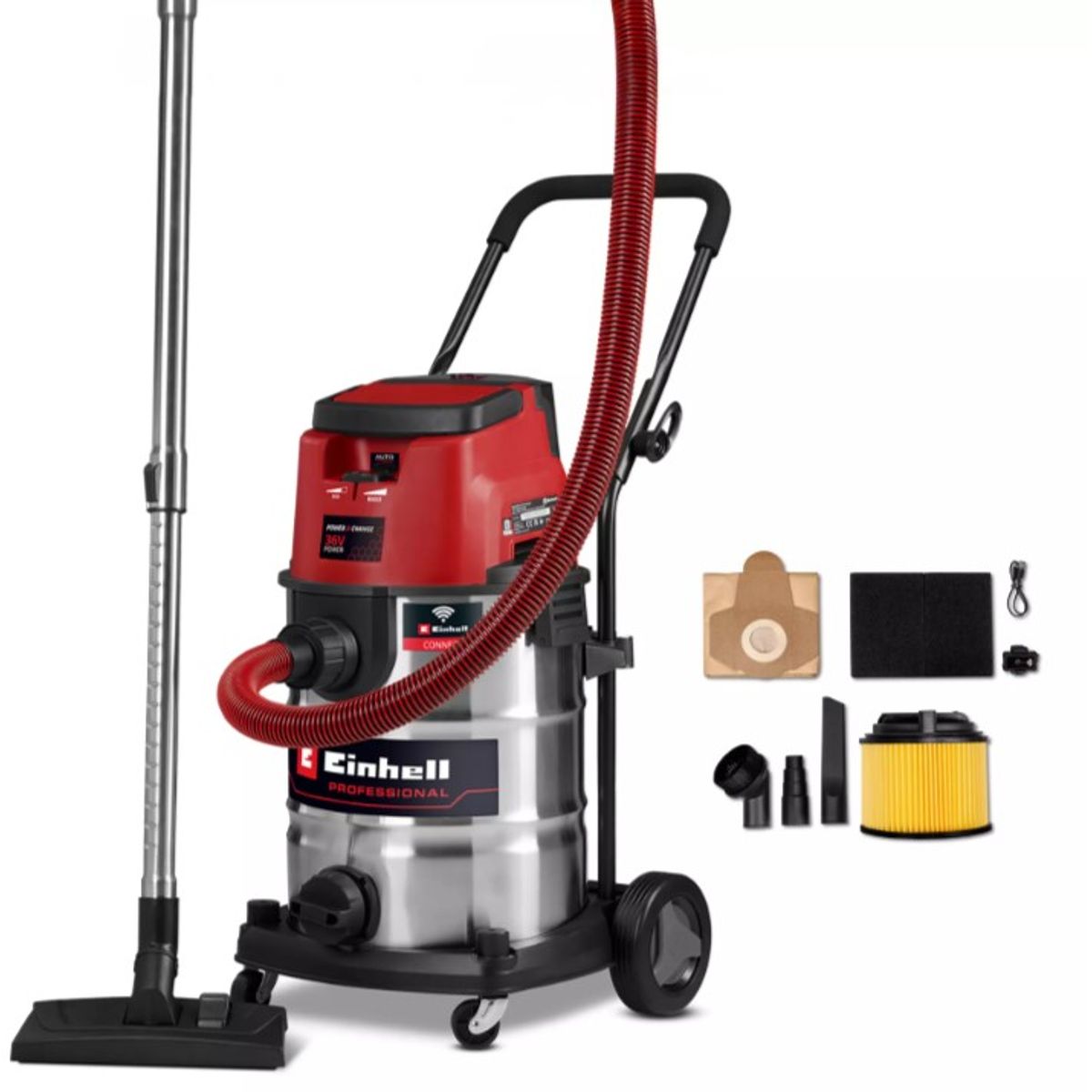 EINHELL - ASPIRADORA DE POLVO Y AGUA INALÁMBRICA 2 X 18V - 30 L - 150 MBAR - 2.5 M - 36 MM