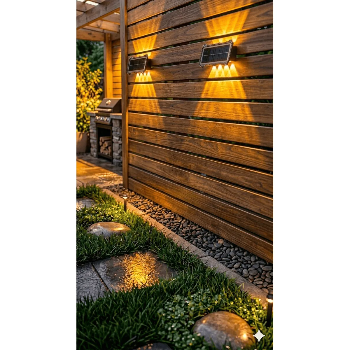 GENERICO - pack 2 Lámpara Solar De Pared Con 8 Led Amarillo Exterior Patio
