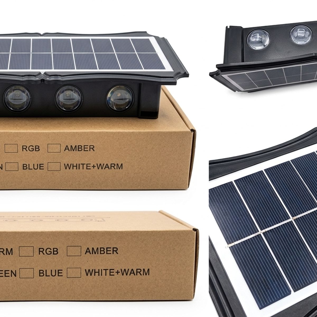 GENERICO - pack 2 Lámpara Solar De Pared Con 8 Led Amarillo Exterior Patio