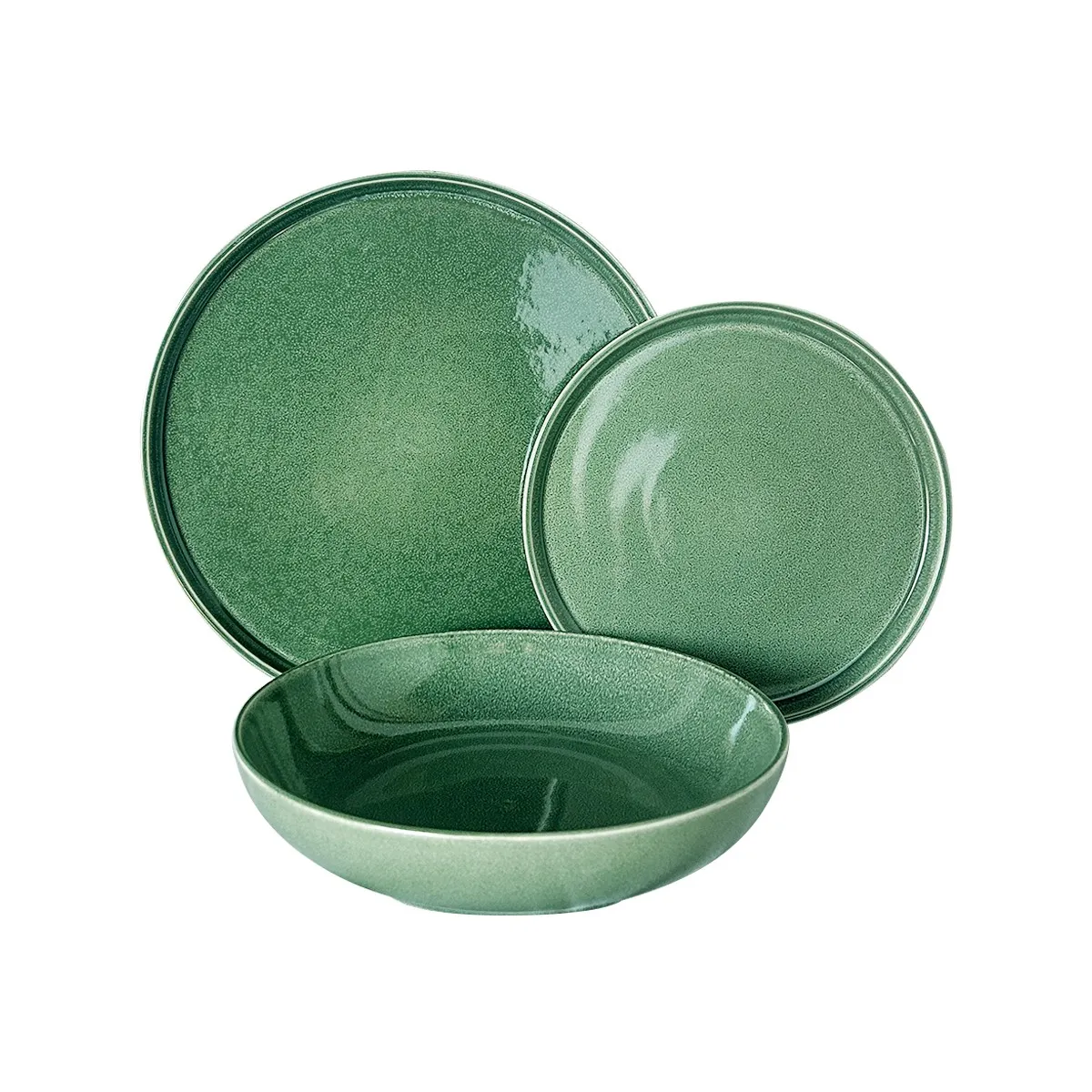 IMAHE - Set Vajilla 18 Piezas Cerámica Verde Línea Rustica