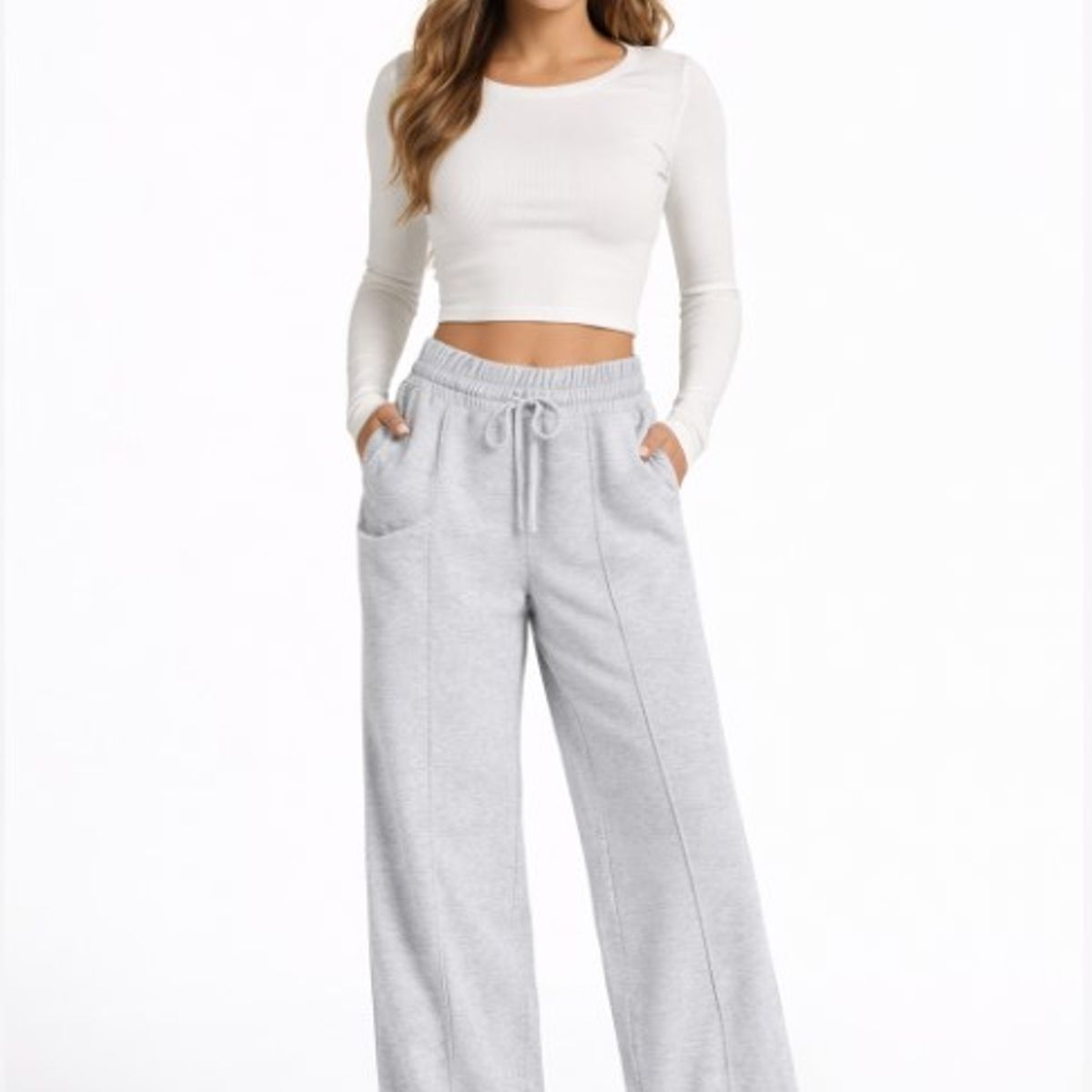 AGW - Pantalon Palazzo mujer pinzas ancho