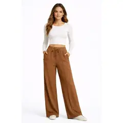 AGW - Pantalon Palazzo mujer pinzas ancho