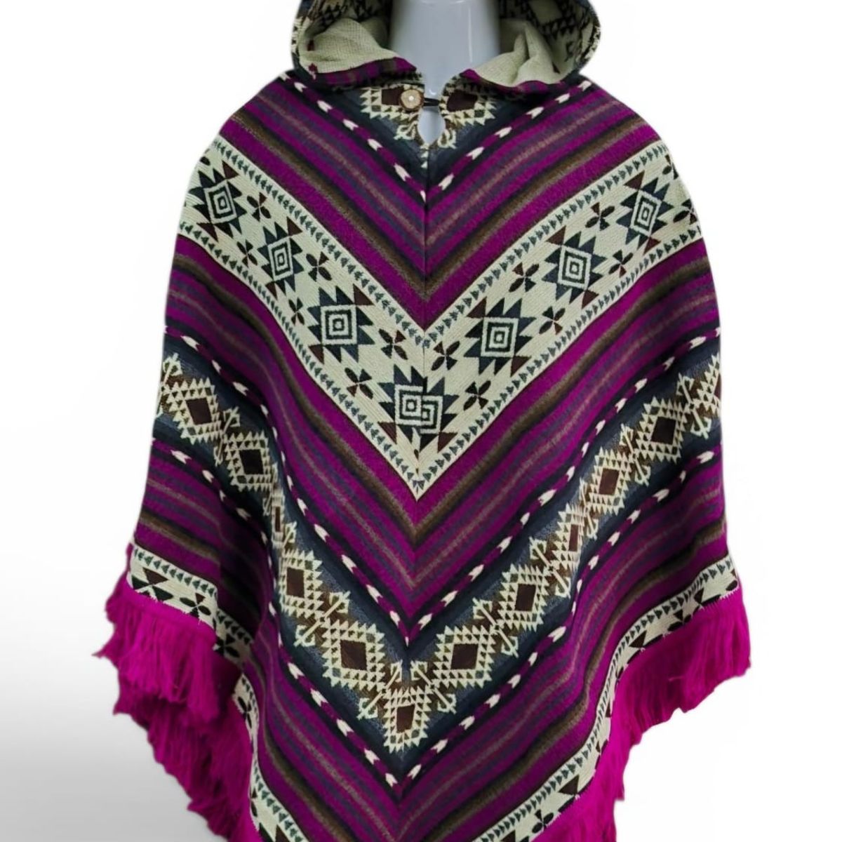 MORLAN - Poncho De Lana De Alpaca Y Oveja Esquinado Multicolor