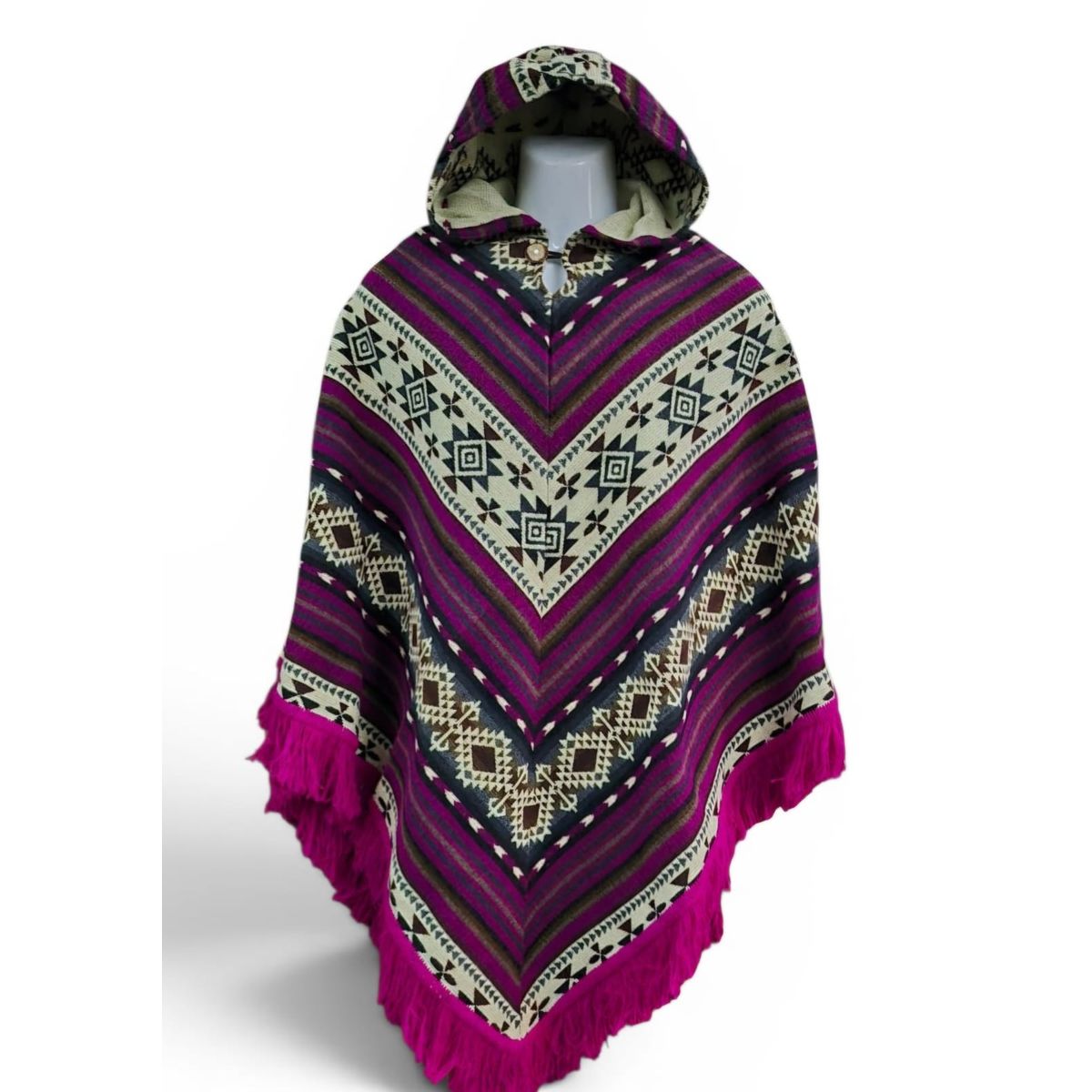 MORLAN - Poncho De Lana De Alpaca Y Oveja Esquinado Multicolor