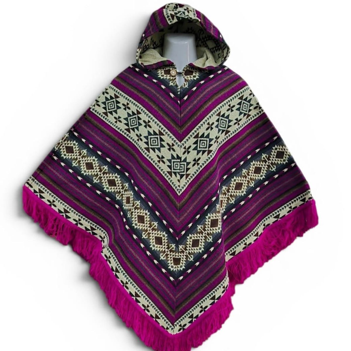 MORLAN - Poncho De Lana De Alpaca Y Oveja Esquinado Multicolor
