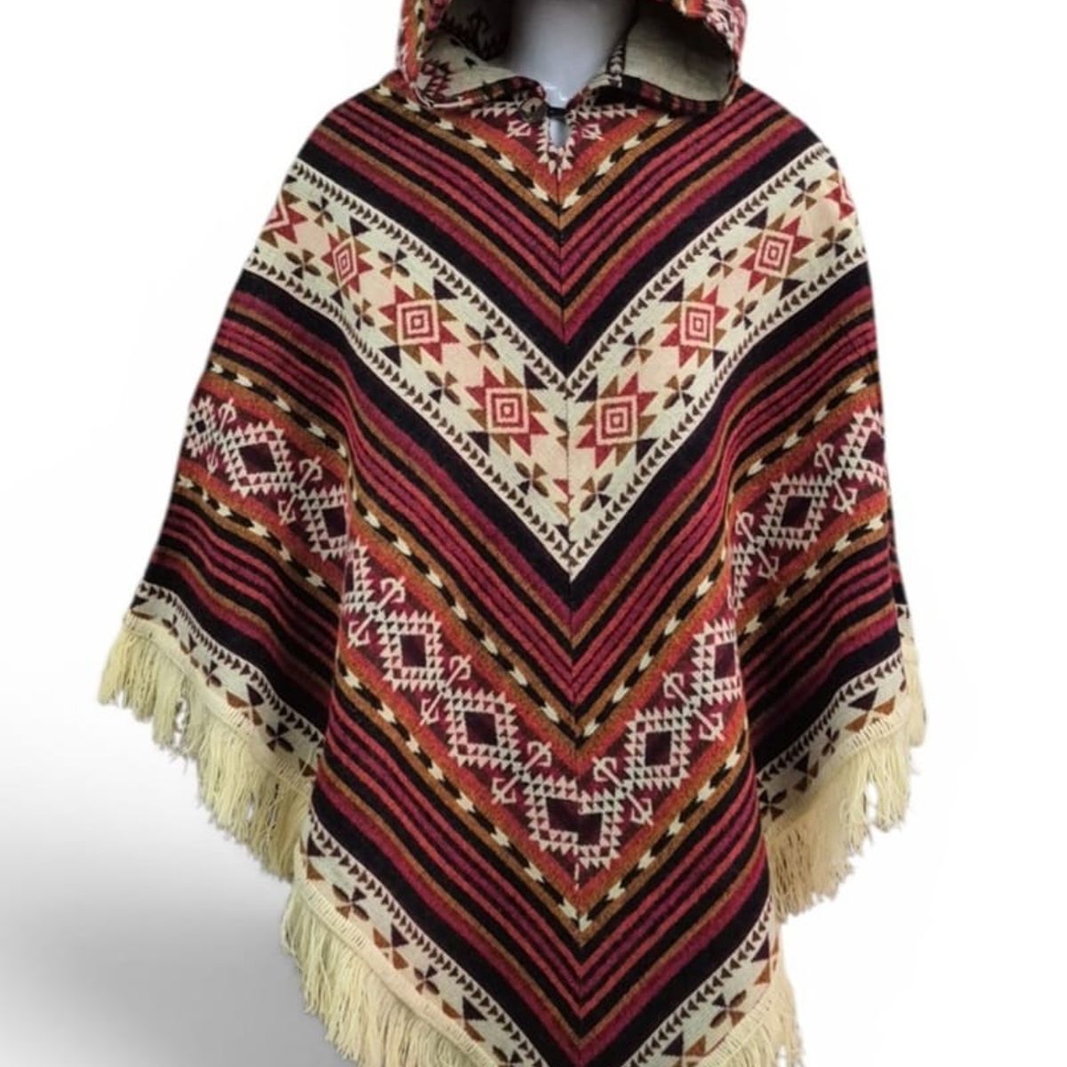 MORLAN - Poncho De Lana De Alpaca Y Oveja Esquinado Multicolor