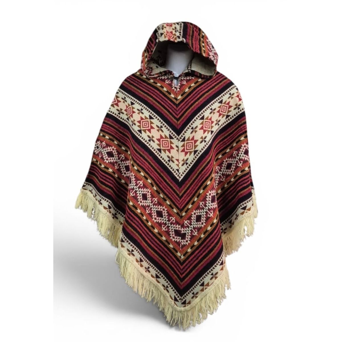MORLAN - Poncho De Lana De Alpaca Y Oveja Esquinado Multicolor