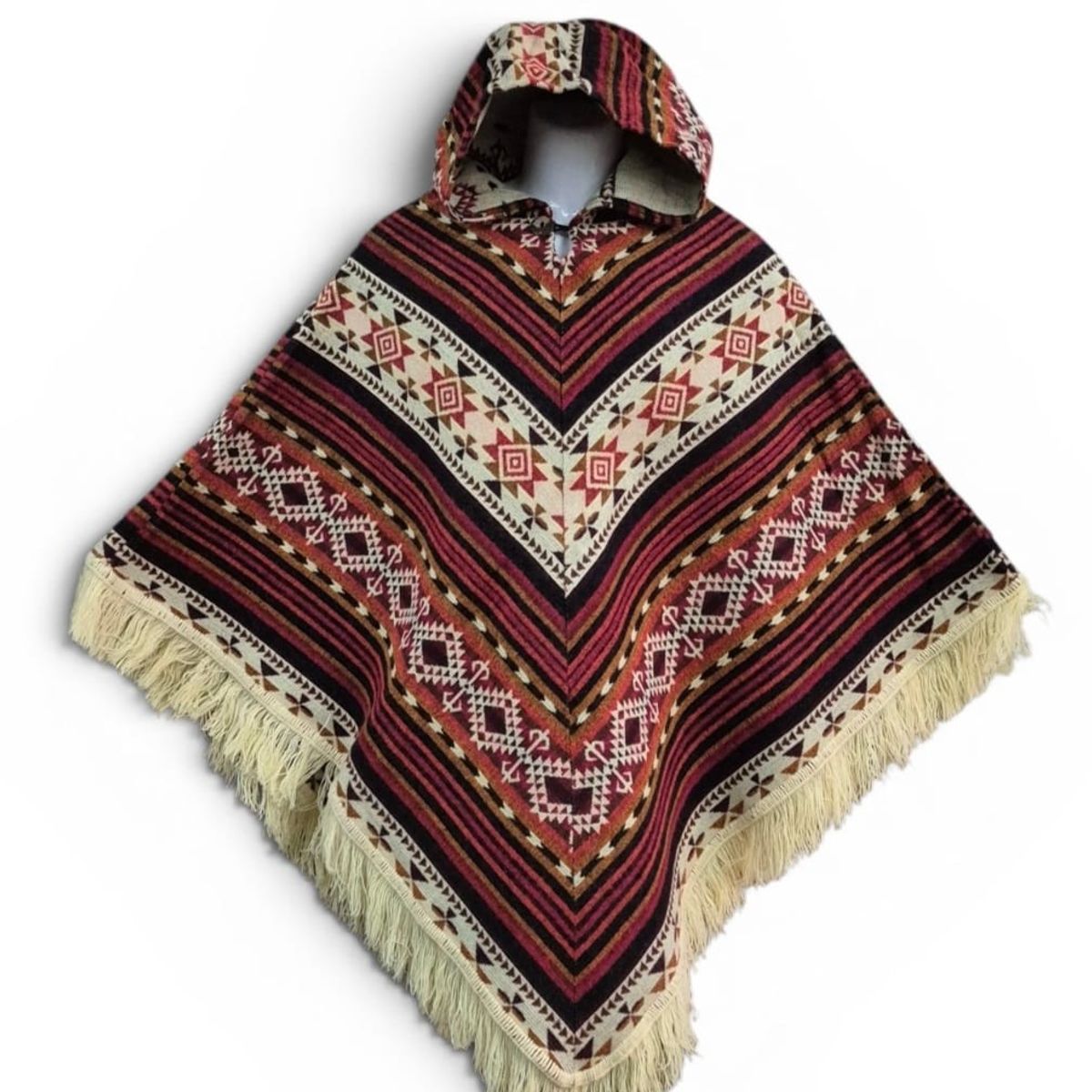 MORLAN - Poncho De Lana De Alpaca Y Oveja Esquinado Multicolor