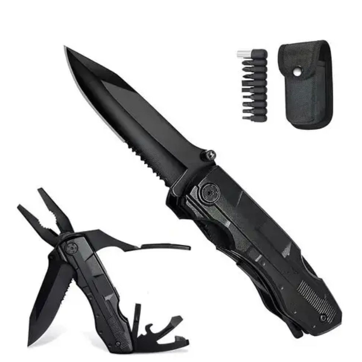 GENERICO - Navaja Tactica Cuchillo Tactico Militar Alilicate 16en1 Blck Color Negro Labg