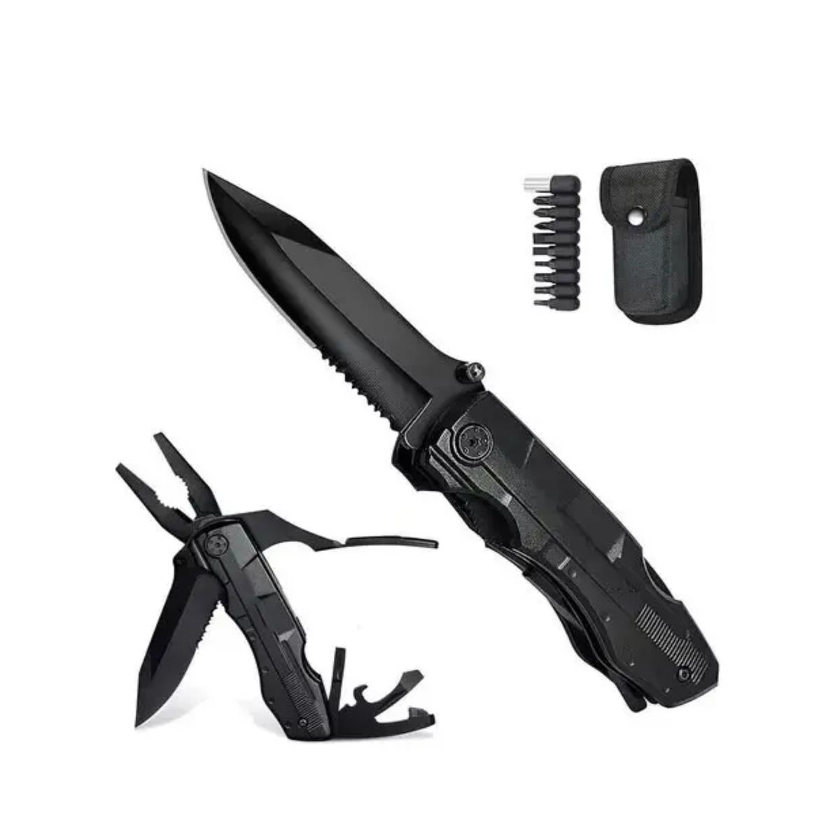 GENERICO - Navaja Tactica Cuchillo Tactico Militar Alilicate 16en1 Blck Color Negro Labg