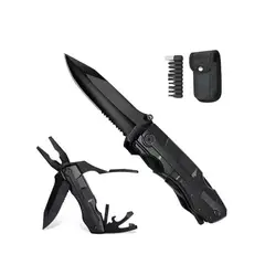 GENERICO - Navaja Tactica Cuchillo Tactico Militar Alilicate 16en1 Blck Color Negro Labg
