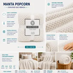PALERMO - Manta Termica Suave PopCorn 130x160cm AntiAlergias