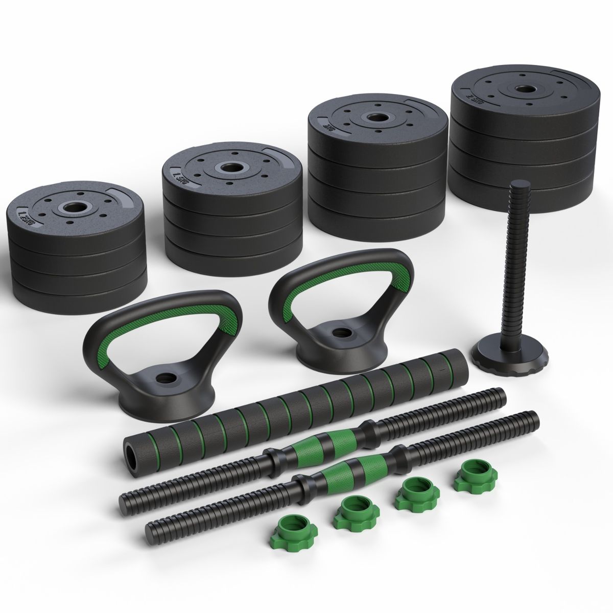 FITMAX - Set Mancuernas Green 3 en 1 ajustables 30 Kg