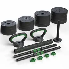 FITMAX - Set Mancuernas Green 3 en 1 ajustables 30 Kg