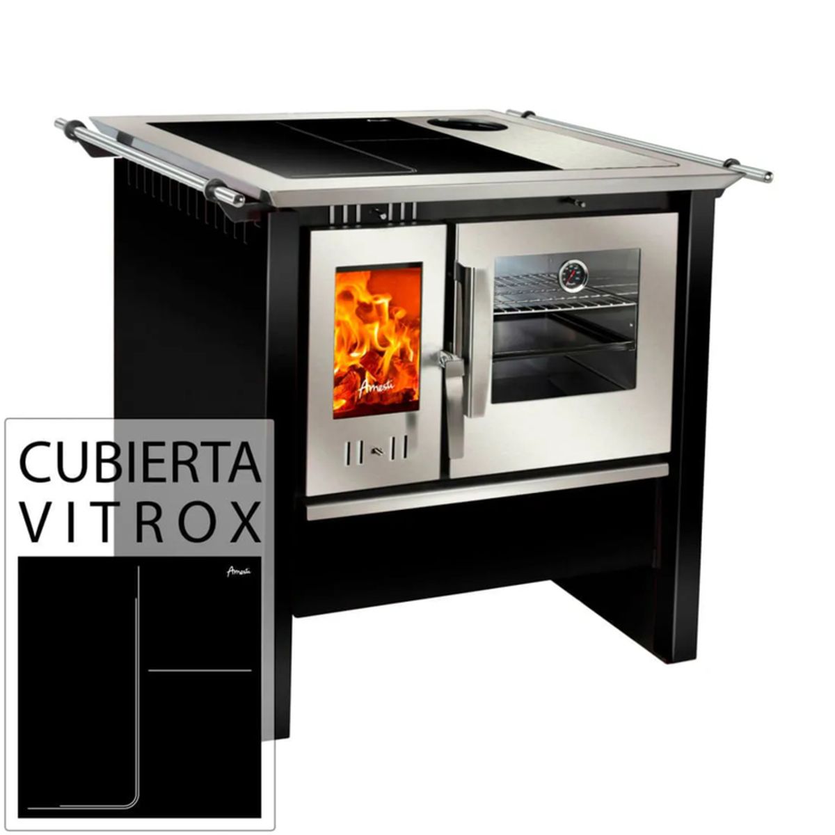 AMESTI - Cocina a Leña Allegra Vitrox Negro Amesti