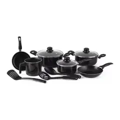 GENERICO - Bateria Cocina 12 Piezas Teflon Antiadherente Plata BELUG