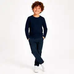 ROLY - Polera Manga Larga Niño Y Niña 100% Algodón Cuello Redondo Premium