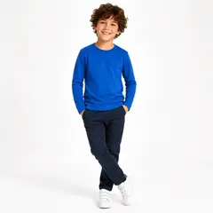 ROLY - Polera Manga Larga Niño Y Niña 100% Algodón Cuello Redondo Premium