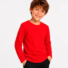 ROLY - Polera Manga Larga Niño Y Niña 100% Algodón Cuello Redondo Premium
