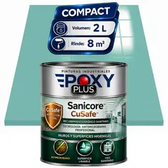 EPOXY - Pintura Epóxica Hospitalaria Sanicore CuSafe - MUROS Y PISOS - SIN OLOR - COMPACT 2L - TURQUESA PASTEL