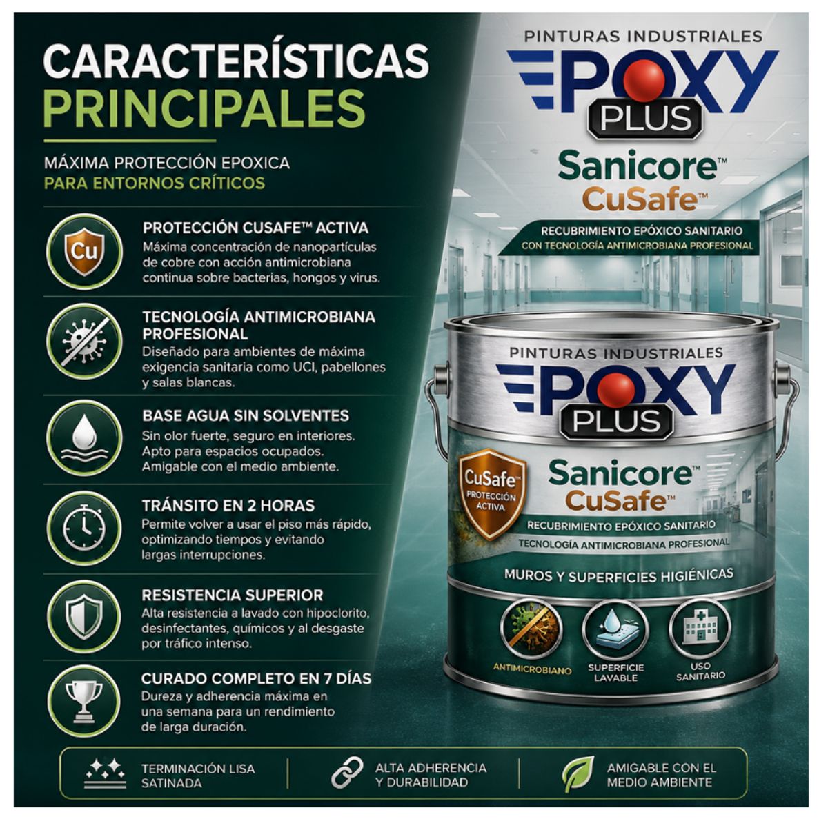 EPOXY - Pintura Epóxica Hospitalaria Sanicore CuSafe - MUROS Y PISOS - SIN OLOR - COMPACT 2L -MARRÓN SEÑALES
