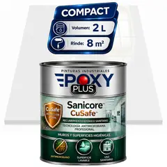 EPOXY - Pintura Epóxica Hospitalaria Sanicore CuSafe - MUROS Y PISOS - SIN OLOR - COMPACT 2L - BLANCO PURO