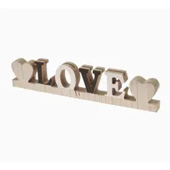 GENERICO - Adorno de Madera LOVE con Corazones