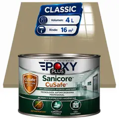 EPOXY - Pintura Epóxica Hospitalaria Sanicore CuSafe - MUROS Y PISOS - SIN OLOR - CLASSIC 4L - BEIGE GRISÁCEO