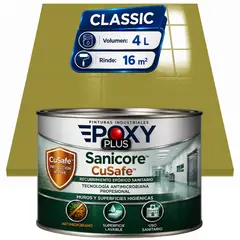 EPOXY - Pintura Epóxica Hospitalaria Sanicore CuSafe - MUROS Y PISOS - SIN OLOR - CLASSIC 4L - AMARILLO OLIVA