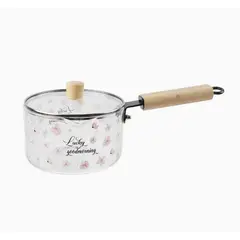 GENERICO - Olla de vidrio con asa y tapa de madera