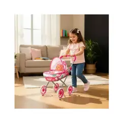 GENERICO - Coche Moisés para Muñecas Plegable de Plástico Rosa Magicstore