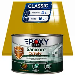 EPOXY - Pintura Epóxica Hospitalaria Sanicore CuSafe - MUROS Y PISOS - SIN OLOR - CLASSIC 4L - AMARILLO OCRE