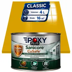 EPOXY - Pintura Epóxica Hospitalaria Sanicore CuSafe - MUROS Y PISOS - SIN OLOR - CLASSIC 4L - AMARILLO RETAMA