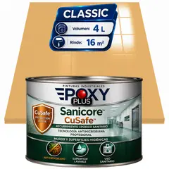 EPOXY - Pintura Epóxica Hospitalaria Sanicore CuSafe - MUROS Y PISOS - SIN OLOR - CLASSIC 4L - AMARILLO PASTEL